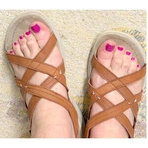 Merrell Momentum Sandals Womens 9 Agava Nutshell Brown Leather Strappy Comfort